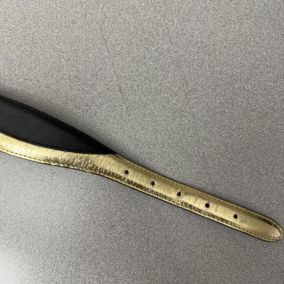 BCBG Max Azria Belt Womens Small Gold Buckle Black Metallic Vegan - Picture 5 of 8